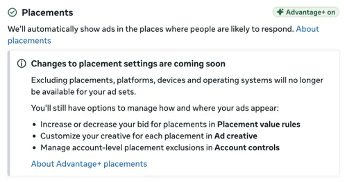 Meta placement controls